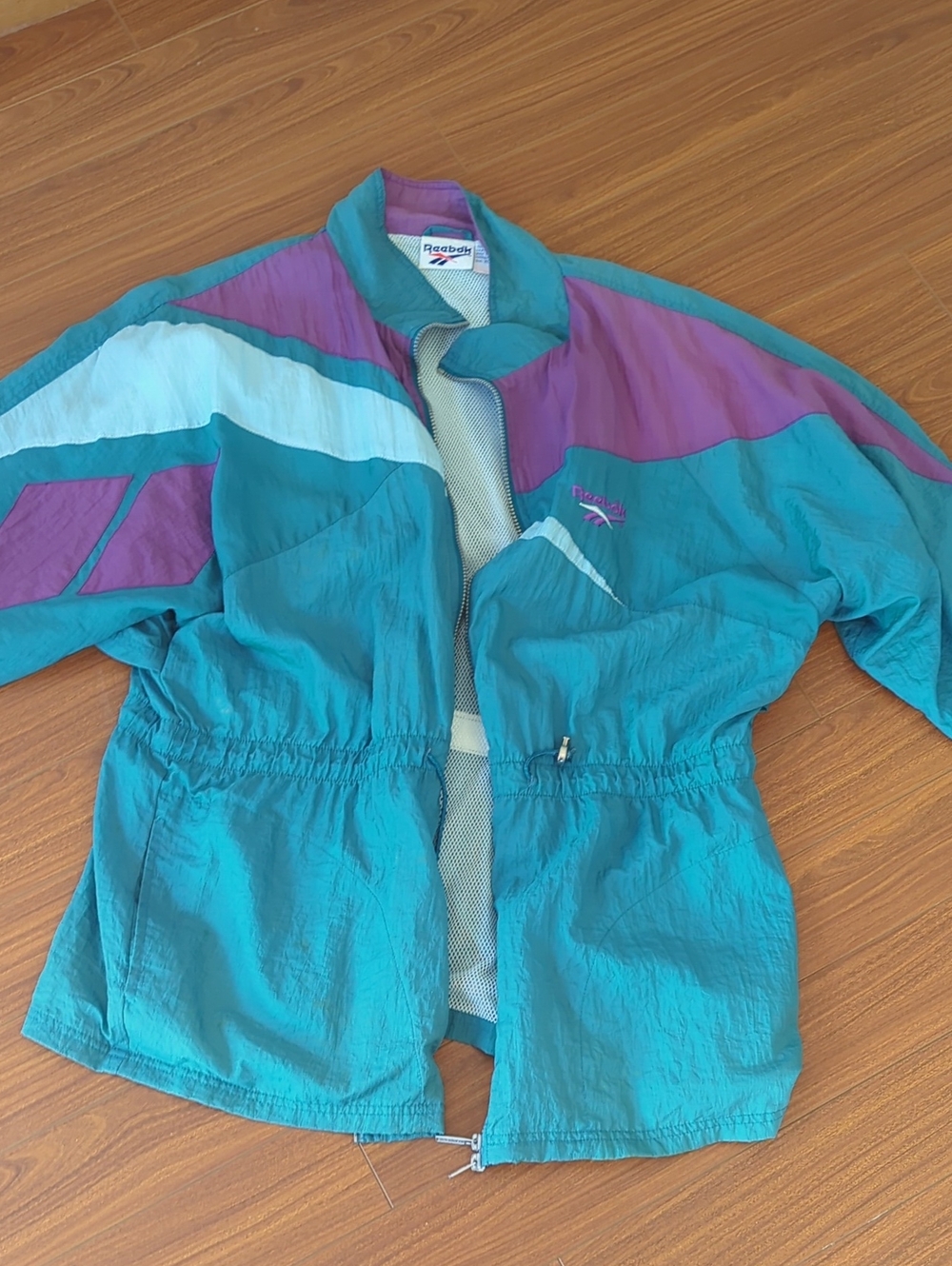 Vintage 90s Reebok Colorblock Windbreaker Jacket XL Teal Purple Retro